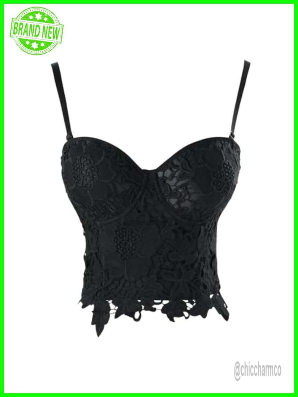 Punk Goth Floral Lace Bustier Corset Bralette Crop Top